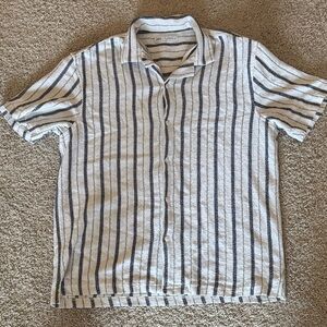 Zara Men's Casual Striped Shirt - Black and White